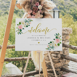 赤面フローラ書道結婚歓迎のサイン ポスター