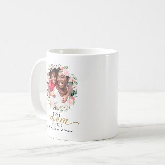 赤面フローラ最高のリースマママエバーマザーズ・デイ コーヒーマグカップ (正面左)
