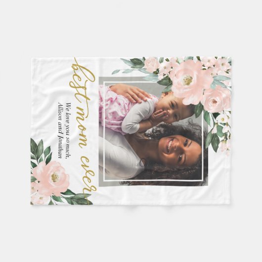 赤面フローラ最高の写真母なる母の日 フリースブランケット (正面(横))