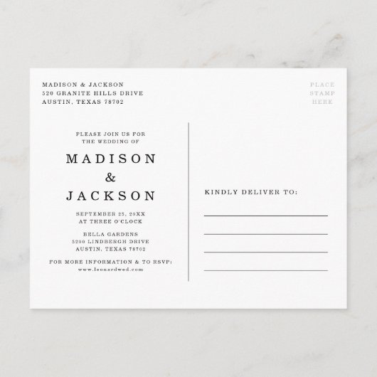 赤面フローラ期日の結婚延期を変更 案内ポストカード (裏面)