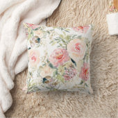 赤面フローラ植物水彩 クッション (ブランケット)