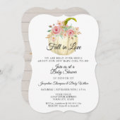 赤面フローラ水の色かぼちゃの女の子ベビーシャワー 招待状 (正面/裏面)