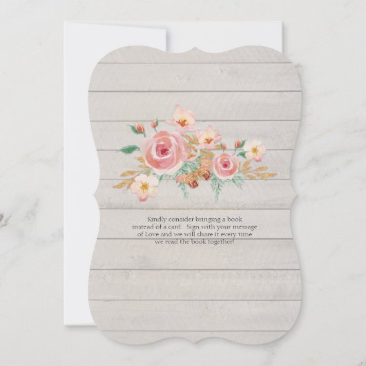 赤面フローラ水の色かぼちゃの女の子ベビーシャワー 招待状 (裏面)