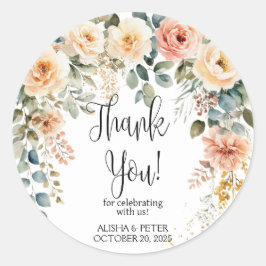 赤面フローラ水の色フラットサンキュー ラウンドシール