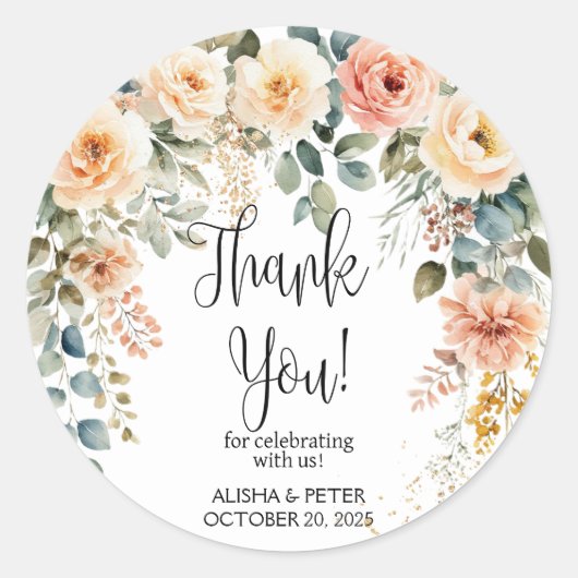 赤面フローラ水の色フラットサンキュー ラウンドシール (正面)