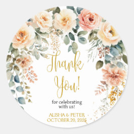 赤面フローラ水の色フラットサンキュー ラウンドシール