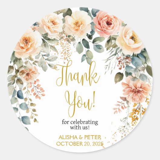 赤面フローラ水の色フラットサンキュー ラウンドシール (正面)