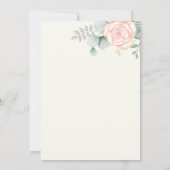 赤面フローラ水彩エレガントブライダルガウンドレス 招待状 (裏面)