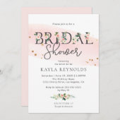 赤面フローラ水彩ブライダルシャワー招待 招待状 (正面/裏面)