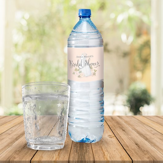 赤面フローラ水彩ブライダルシャワー ペットボトルラベル