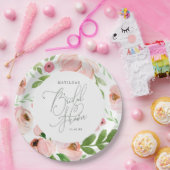 赤面フローラ水彩ブライダルシャワー ペーパープレート (パーティー)