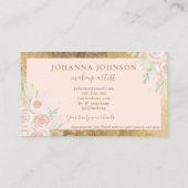 赤面フローラ水色ピンク金ゴールドフレームの構成 名刺 (裏面)