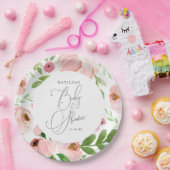 赤面フローラ水色ベビーシャワー ペーパープレート (パーティー)