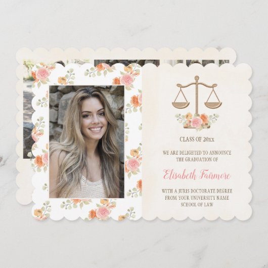 赤面フローラ法科大学院卒業発表 案内状 (正面/裏面)