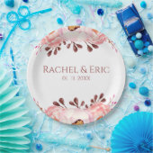 赤面フローラ紙プレート付名前をカスタムする ペーパープレート (パーティー)