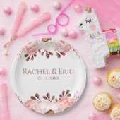 赤面フローラ紙プレート付名前をカスタムする ペーパープレート (パーティー)