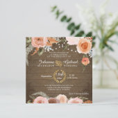 赤面フローラ素朴秋ウッドフォレストグリーンリーフ 招待状 (スタンド正面)