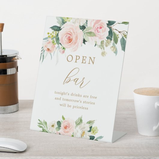 赤面フローラ結婚のオープンバー標識 台座サイン (インサイチュ)