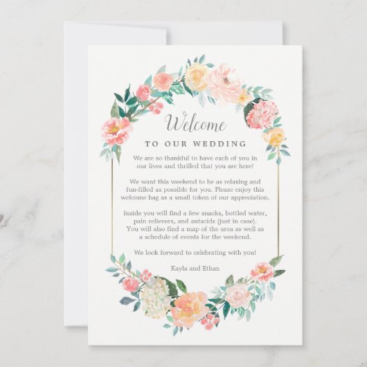 赤面フローラ結婚の歓迎と旅程カード 招待状 (正面)