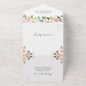 赤面フローラ結婚ジオメトリック（ENVは不要） オールインワン招待状 (外側)