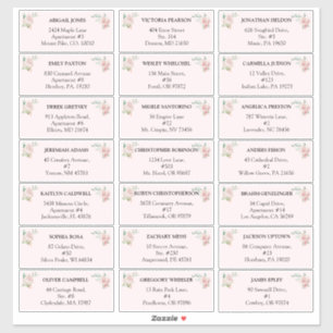 赤面フローラ結婚ピンクのゲスト住所 シール