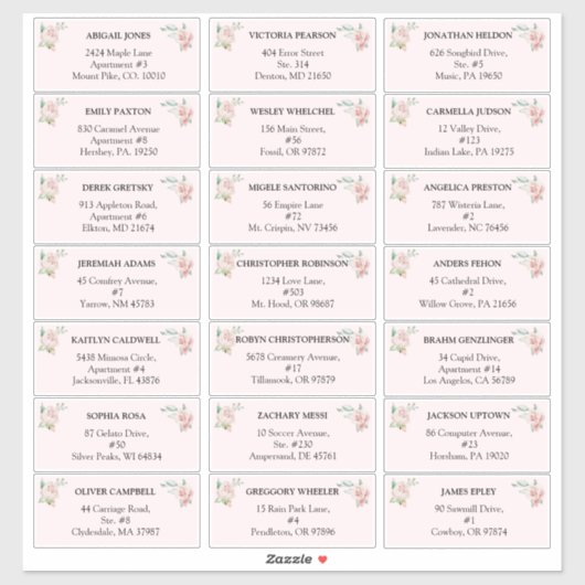 赤面フローラ結婚ピンクのゲスト住所 シール (シート)