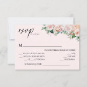 赤面フローラ結婚ピンクの曲リクエストRSVPカード 出欠カード (正面)