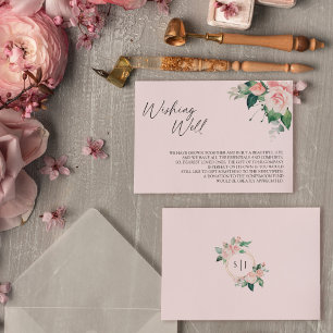 赤面フローラ結婚ピンクの願い井戸 エンクロージャーカード