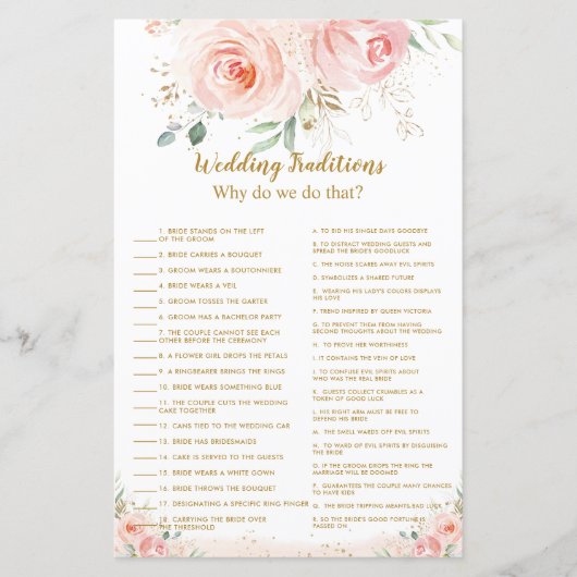 赤面フローラ結婚ブライダルシャワーの伝統ゲーム (正面)