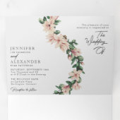 赤面フローラ結婚ユーカリすべて 三つ折り招待状 (内部最初)