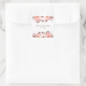 赤面フローラ結婚式用シールと名前をカスタムする スクエアシール (バッグ)