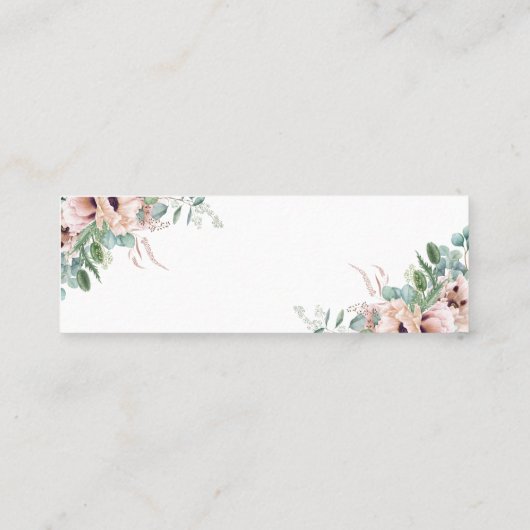 赤面フローラ緑のブライダルレジストリカードミニ スキニー名刺 (裏面)