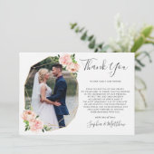 赤面フローラ緑の金ゴールド幾何学的結婚写真 サンキューカード (スタンド正面)
