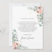 赤面フローラ緑の金ゴールド幾何学的結婚写真 サンキューカード (裏面)