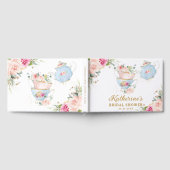 赤面フローラ茶パーティーベビーブライダルシャワー誕生日 ゲストブック (全面)