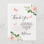 赤面フローラ蝶のベビーシャワーありがとう ポストカード (正面/裏面)