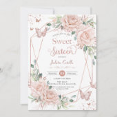 赤面フローラ蝶バラ金ゴールドSweet sixteen 招待状 (正面)