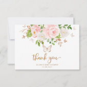 赤面フローラ蝶ベビーシャワーサンキューカード カード (正面)