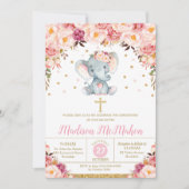 赤面フローラ象《キリスト教》洗礼式や命名式バプティスガール 招待状 (正面)