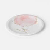 赤面フローラ金ゴールドグリッタードットベビーシャワー ペーパープレート (アングル)