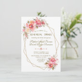 赤面フローラ金ゴールドグリッターフレームリハーサルディナー 招待状 (スタンド正面)