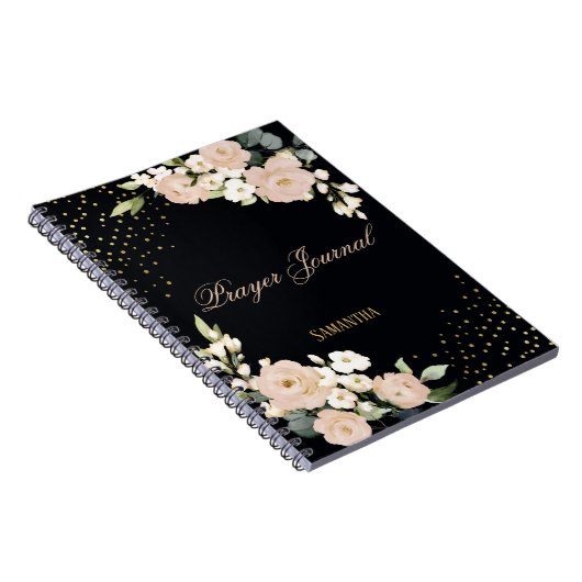 赤面フローラ金ゴールドドットパーソナライズされた祈りの言葉ジャーナル ノートブック (右側)