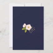 赤面フローラ金ゴールドフレームネービーブルーブライダルシャワー 招待状 (裏面)