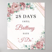 赤面フローラ金ゴールドフレームeucalyptusカウントダウン標識 ポスター (正面)