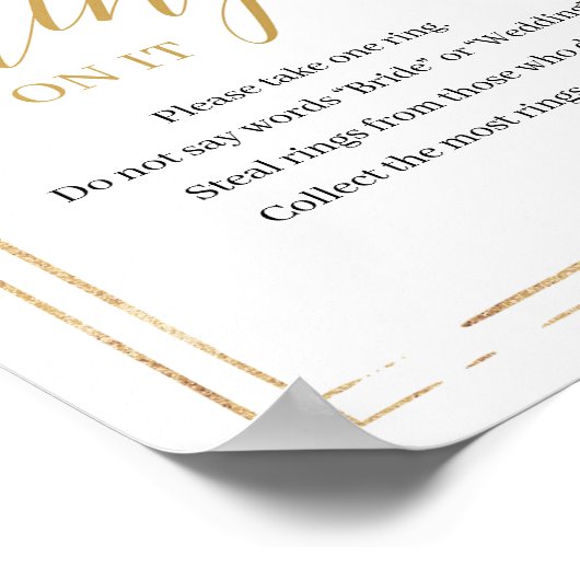 赤面フローラ金ゴールドフレームitサインゲームにリングを置く ポスター (角)