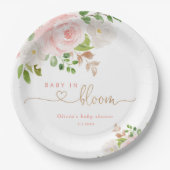 赤面フローラ金ゴールドベビー開花ベビーシャワー ペーパープレート (正面)