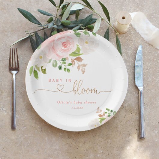 赤面フローラ金ゴールドベビー開花ベビーシャワー ペーパープレート