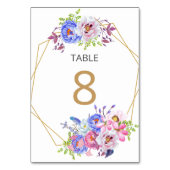 赤面フローラ金ゴールド結婚フレームのテーブル番号カード テーブルナンバー (裏面)