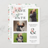 赤面フローラ3 Photo Wedding日付を保存 インビテーションポストカード (正面/裏面)