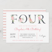 赤面フローラ4 | 4th誕生日パーティー 招待状 (正面/裏面)